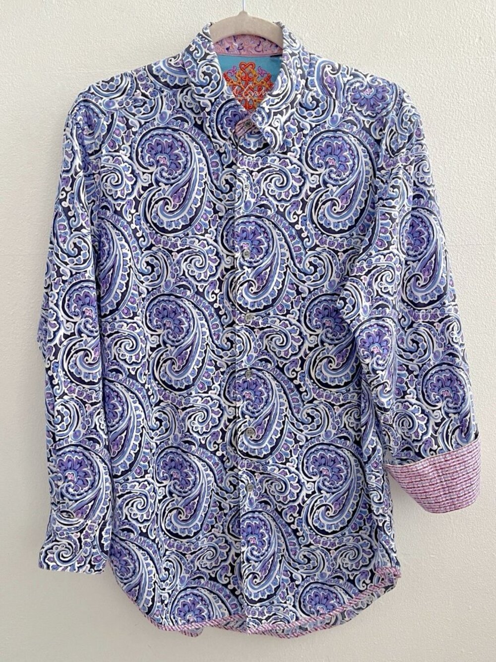 NEW Robert Graham Men's Paisley Button-Down Shirt Blue Purple Long Sleeve LARGE - Picture 2 of 10